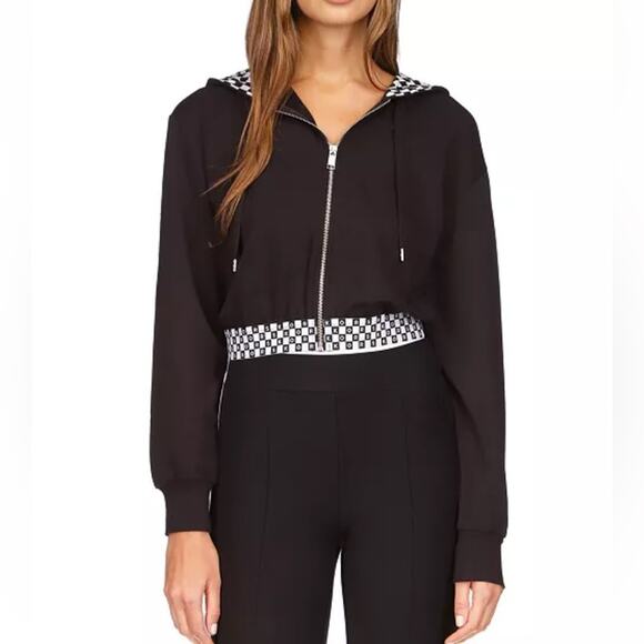 Womens Michael Michael Kors Cropped Checkered Hoodie Size XL - Picture 1 of 9